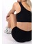 Kadın Fitilli Crop Top - Siyah 4