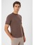 Kahve Bisiklet Yaka Slim Fit T-Shirt 2