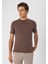 Kahve Bisiklet Yaka Slim Fit T-Shirt 3