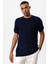 Lacivert Bisiklet Yaka Örme Triko Erkek T-Shirt 1