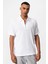 Beyaz Polo Yaka Fermuarlı Erkek T-Shirt 1