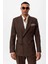 Kahve 100% Keten Kruvaze Kapama Erkek Blazer Ceket 2