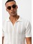 Beyaz Polo Yaka Fermuarlı Örme Erkek T-Shirt 5