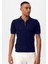 Lacivert Polo Yaka Fermuarlı Örme Erkek T-Shirt 3
