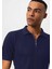 Lacivert Polo Yaka Fermuarlı Örme Erkek T-Shirt 4