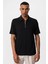 Siyah Polo Yaka Fermuarlı Erkek T-Shirt 1