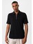 Siyah Polo Yaka Fermuarlı Erkek T-Shirt 5
