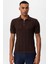 Kahve Polo Yaka Fermuarlı Örme Erkek T-Shirt 4