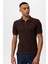Kahve Polo Yaka Fermuarlı Örme Erkek T-Shirt 5