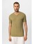 Haki V Yaka Basic Erkek T-Shirt 1