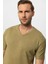 Haki V Yaka Basic Erkek T-Shirt 5