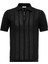 Siyah Polo Yaka Fermuarlı Örme Erkek T-Shirt 5