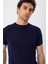 Lacivert Bisiklet Yaka Triko T-Shirt 4