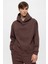 Kahve Oversize Kapşonlu Erkek Sweatshirt 5