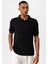 Siyah Slim Fit Polo Yaka Erkek T-Shirt 1