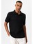 Siyah Slim Fit Polo Yaka Erkek T-Shirt 3