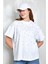 Beyaz Taş Işlemeli Oversize T-Shirt 27335 1