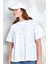 Beyaz Taş Işlemeli Oversize T-Shirt 27335 3