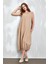 Camel Keten Altı Lastik Detaylı Elbise 27310 1