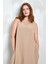 Camel Keten Altı Lastik Detaylı Elbise 27310 4