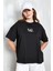 Siyah Baskılı Oversize T-Shirt 27337 1