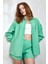 Yeşil Modal Kumaş Oversize Gömlek/şort Alt-Üst Takım 27376 5