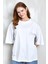 Beyaz Oversize Basic Penye T-Shirt 25358 5