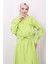 Yeşil Beli İpli Crop Ceket Kloş Etek Takım 4