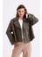 %100 Pamuk Gabardin Astarlı Oversize Geniş Kalıp Kadın Crop Kısa Trençkot 1122 1