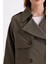 %100 Pamuk Gabardin Astarlı Oversize Geniş Kalıp Kadın Crop Kısa Trençkot 1122 5