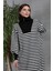 Kadın Oversize Yarım Fermuarlı Çizgili Uzun Triko Elbise 4
