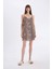 Leopar Desenli V Yaka Saten Askılı Gecelik-Fall in Love D4407AX24HS 1