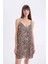 Leopar Desenli V Yaka Saten Askılı Gecelik-Fall in Love D4407AX24HS 4