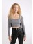 Regular Fit Crop Düğmeli V Yaka Triko Hırka A2076AX24AU 4