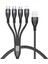 1,2 M 4'ü 1 Arada 66 W Usb'den 8pin+Mikro Usb+Çift Tip-C Çok Çıkışlı Hızlı Şarj Şarj Kablosu-Siyah (Yurt Dışından) 1