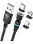 1m Dönüşlü Manyetik Kablo 3A Usb'den Ip'ye/tip-C/mikro USB Veri Kablosu, LED Işıklı-Siyah (Yurt Dışından) 1