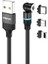 1m Manyetik Şarj Kablosu 2,4A Usb'den Ip'ye/tip-C/mikro USB LED Işıklı Naylon Örgülü Kablo-Siyah (Yurt Dışından) 1