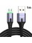 LED Göstergeli Mikro Usb'den Usb'ye Naylon Örgülü Veri Senkronizasyon Şarj Kablosu 1 M-Koyu Gri (Yurt Dışından) 1