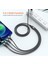 2m 6A 4'ü 1 Arada Usb'den 8pin'e / Tip-C / Mikro USB Hızlı Şarj Veri Kablosu Naylon Örgülü Kablo - Gri (Yurt Dışından) 3