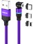 1m Manyetik Şarj Kablosu 2,4A Usb'den Ip'ye / Tip-C / Mikro USB LED Işıklı Naylon Örgülü Kablo - Mor (Yurt Dışından) 1