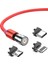 1m Manyetik 360/180 Derece Dönebilen Şarj Kablosu Lightning, Mikro Usb, C Tipi Cihazlarla Uyumlu Hızlı Şarj Kablosu - Kırmızı (Yurt Dışından) 1