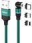 1m Manyetik Şarj Kablosu 2,4A Usb'den Ip'ye / Tip-C / Mikro USB Naylon Örgülü Kablo, LED Işıklı - Yeşil (Yurt Dışından) 1