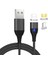3 Manyetik Konnektörlü Örgülü Kablo USB Senkronizasyon Şarj Kablosu Yıldırım ve Amp; Mikro USB ve Tip-C - Siyah (Yurt Dışından) 1