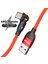 2m 3A Hızlı Şarjlı Usb'den Tip-C'ye 180 Derece Döndürme LED Göstergeli Naylon Örgülü Veri Kablosu - Kırmızı (Yurt Dışından) 5