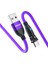 2m 3A Hızlı Şarjlı Usb'den Type-C'ye 180 Derece Döndürülebilir Naylon Örgülü Veri Kablosu, LED Göstergeli - Mor (Yurt Dışından) 1