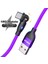 2m 3A Hızlı Şarjlı Usb'den Type-C'ye 180 Derece Döndürülebilir Naylon Örgülü Veri Kablosu, LED Göstergeli - Mor (Yurt Dışından) 5