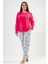 Pamuklu Kadın Büyük Beden Uzun Kol Pijama Takım , 204153 1