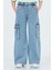 Dmb Boys & Girls Beli Lastikli Kargo Cepli Wide Leg Geniş Paça Jean Kız Çocuk Kot Pantolon 1