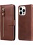 Iphone 15 Prof Pro Balf Dokusu Için Telefon Kılıfı Zipper Cep Cüzdan Katlanabilir Stand Anti-Çizelge Cep Telefonu Kapak Kahverengi (Yurt Dışından) 1