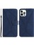 Iphone 15 Pro Deri Kapağı Cilt-Touch Flip Stand Cüzdan Baskılı Çizgi Anti-Drop Telefon Kılıf Mavisi (Yurt Dışından) 1